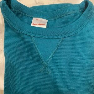 Hanna Andersson Teal Crewneck Waffle-Knit Sweater